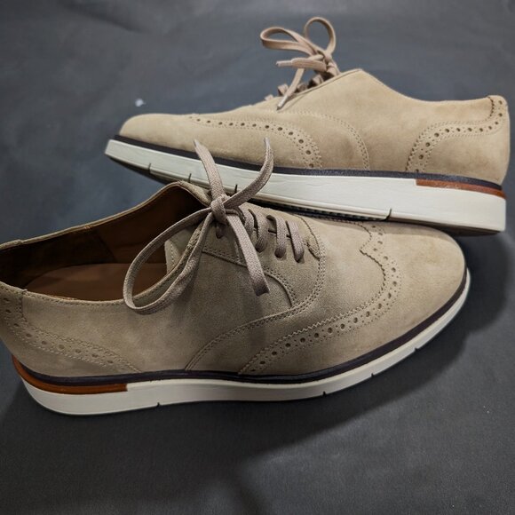 NEW Allen Edmonds Carson Hybrid Bone Suede Wingtip Oxford Shoes Size 9 D 44